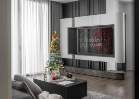 Cải tạo căn hộ 114 m2 tone đen trắng với 600 triệu đồng