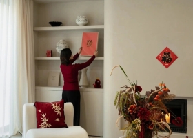 Sắc Tết tinh tế trong không gian tối giản biệt thự kiểu Pháp