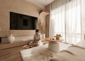 Gần 160 triệu đồng cải tạo căn hộ 43 m2 tông màu trà sữa