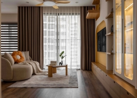 Hoàn thiện căn hộ 61 m2 có nhiều đường cong với 260 triệu đồng