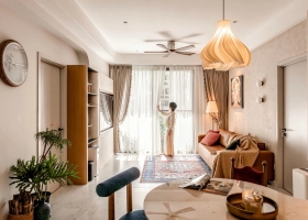 Căn hộ phong cách hoài cổ đương đại dùng họa tiết caro làm điểm nhấn